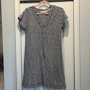 Vineyard Vines Stripe Knit V-Neck Tee Shirt Dress Sz S Blue Nautical Cotton